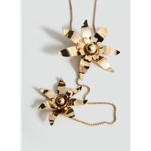 MNG Mango Long flower chain necklace Gold Plated Limited Edition